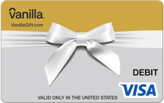 Vanilla Visa Wrapped Bow Silver Gift Card